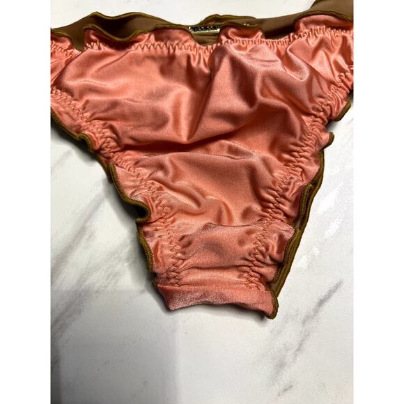 Bodied By Brazil Reversible Pink Brown Swim Bottom Scrunch Butt Brazilian Cheeky - Picture 5 of 7